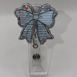Inspirational Bow Badge Holder with Silver Accents